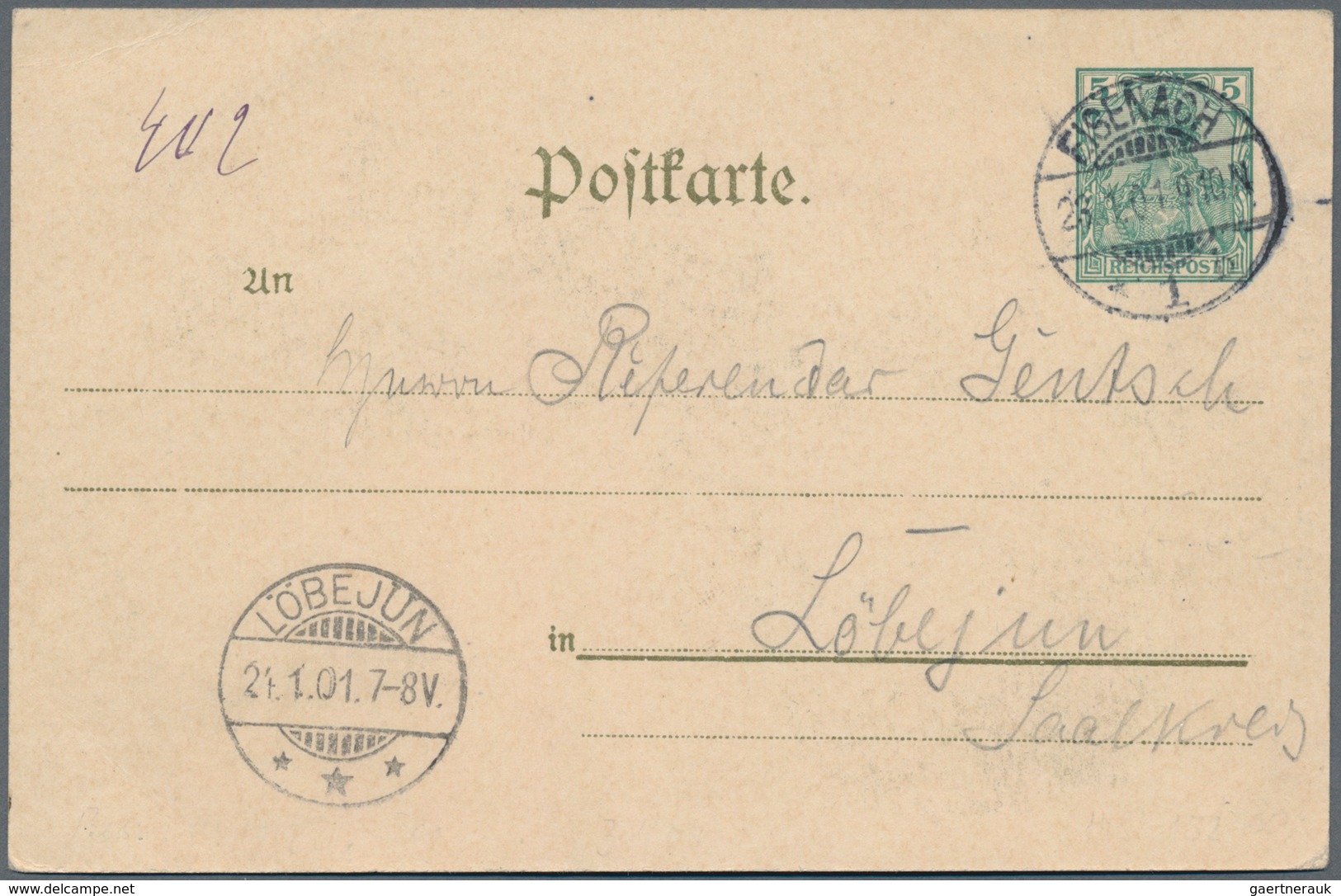 Thematik: Luther: 1901, Dt. Reich. Privat-Postkarte 5 Pf Germania Mit Rs. Detail-Ansichten "Wartburg - Theologen