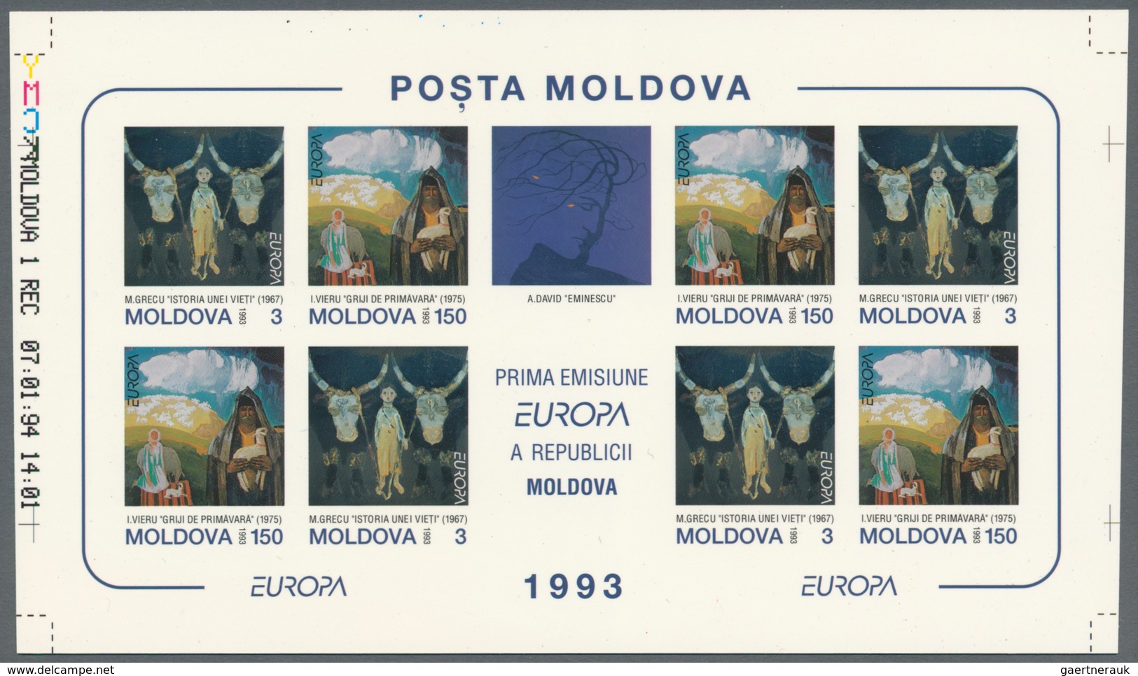 Thematik: Malerei, Maler / Painting, Painters: 1993, MOLDOVA: Europa Issue 'Modern Art' With Paintin - Other & Unclassified