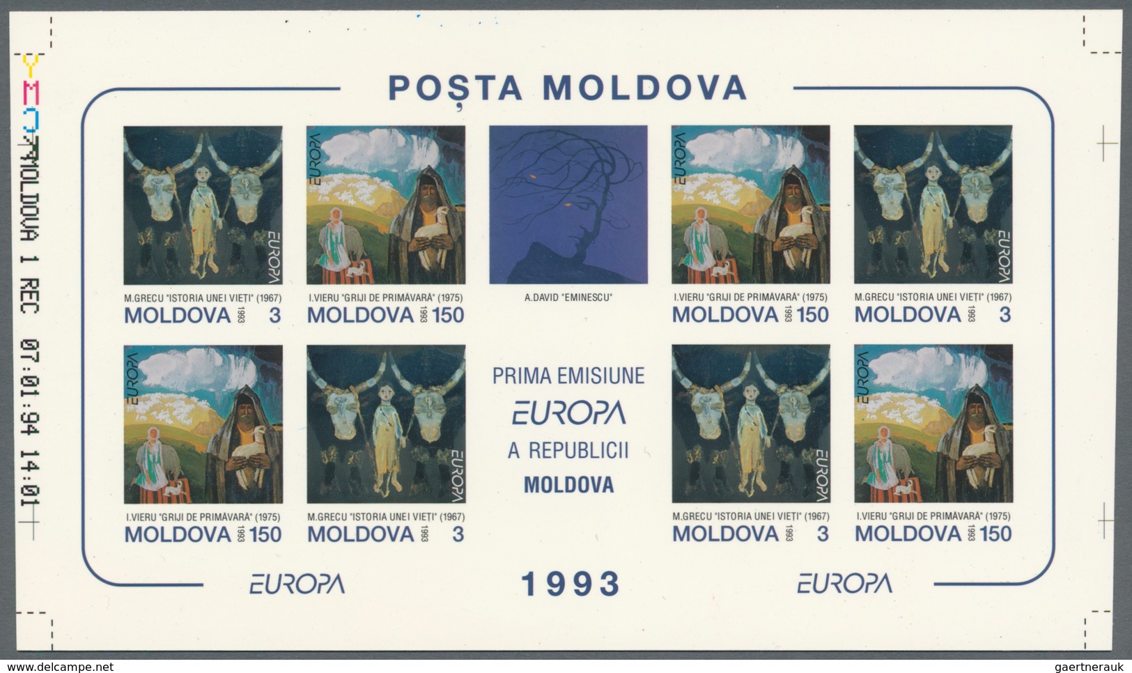 Thematik: Malerei, Maler / Painting, Painters: 1993, MOLDOVA: Europa Issue 'Modern Art' With Paintin - Andere & Zonder Classificatie