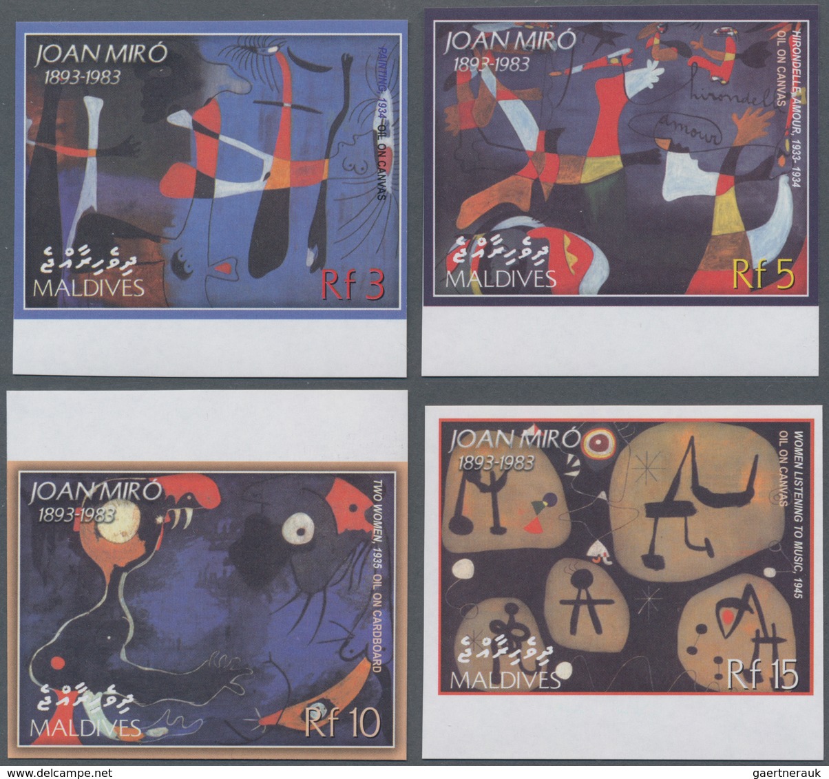 Thematik: Malerei, Maler / Painting, Painters: 2003, MALDIVES: Paintings From Joan Miró Complete IMP - Autres & Non Classés