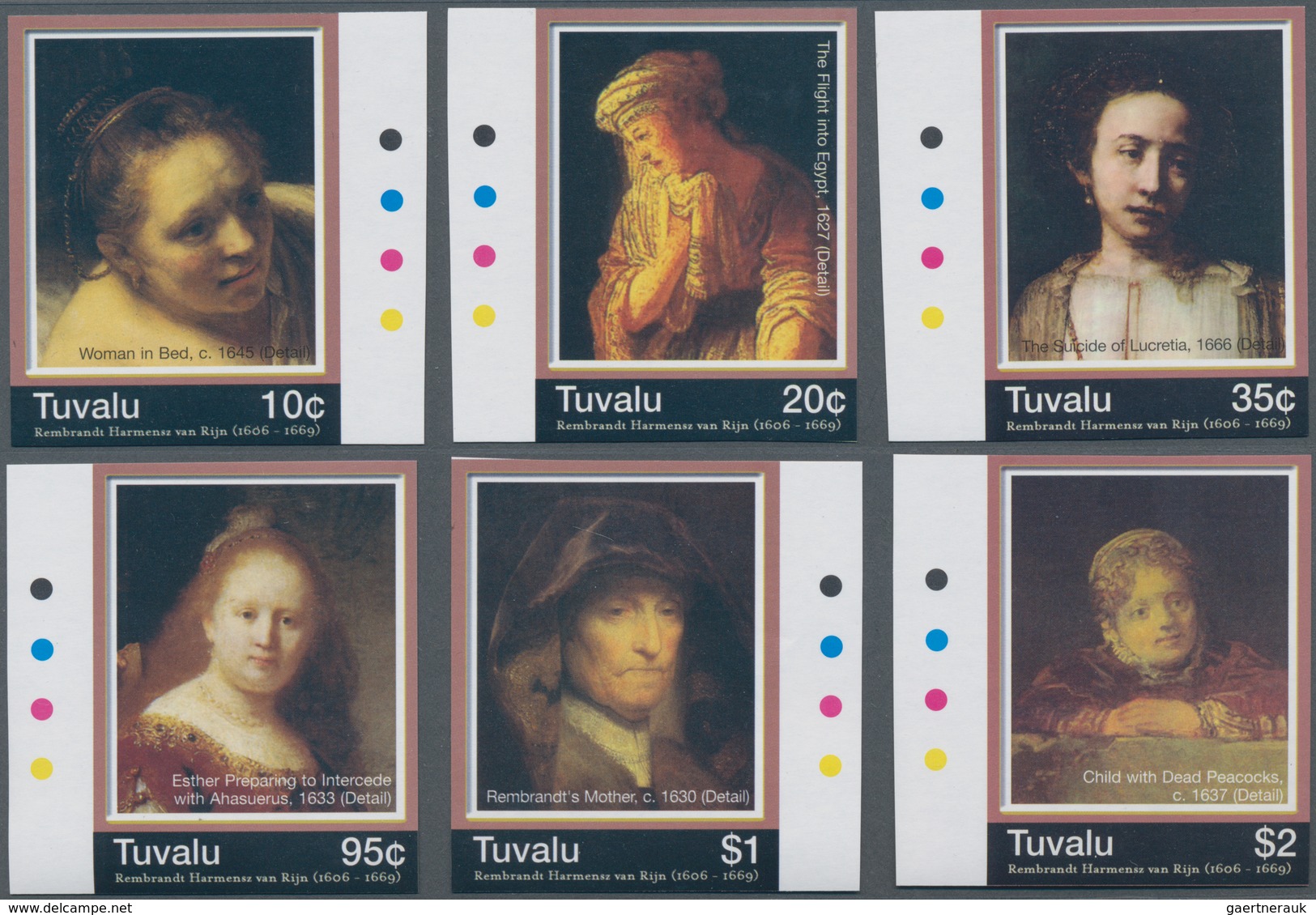 Thematik: Malerei, Maler / Painting, Painters: 2006, TUVALU: 400th Birthday Of Rembrandt Complete IM - Other & Unclassified