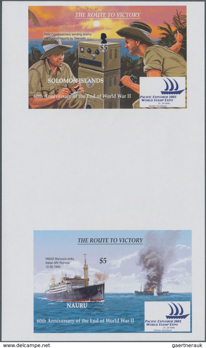 Thematik: Militär / Military: 2005, NAURU And SOLOMON ISLANDS: 60 Years End Of WWII Vertical Pair Of - Militares