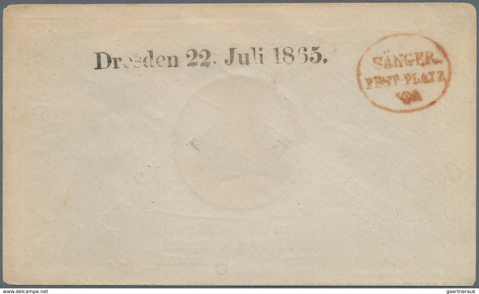 Thematik: Musik / Music: 1865, Sachsen, "SÄNGER-FEST-PLATZ" In Rot Mit L1 "DRESDEN 22. Juli 1865", E - Muziek