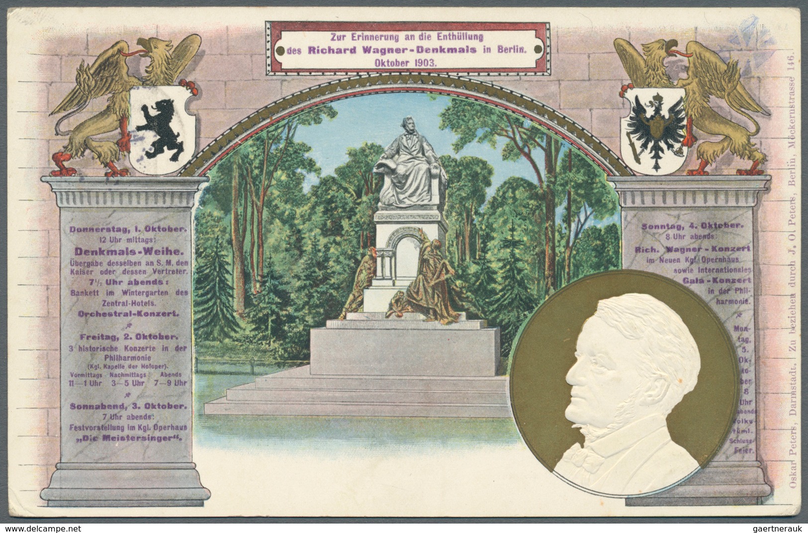 Thematik: Musik-Komponisten / Music-composers: 1903, Dt. Reich. Privat-Postkarte 5 Pf Germania "Enth - Música