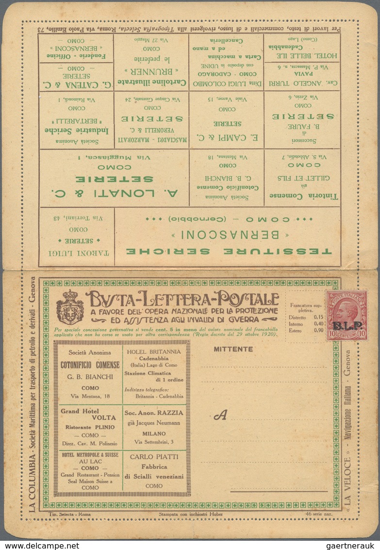 Thematik: Öl / Oil: 1922 (approx), Italy. Advertising Letter Card, Issued By "Societa Marittima Per - Oil