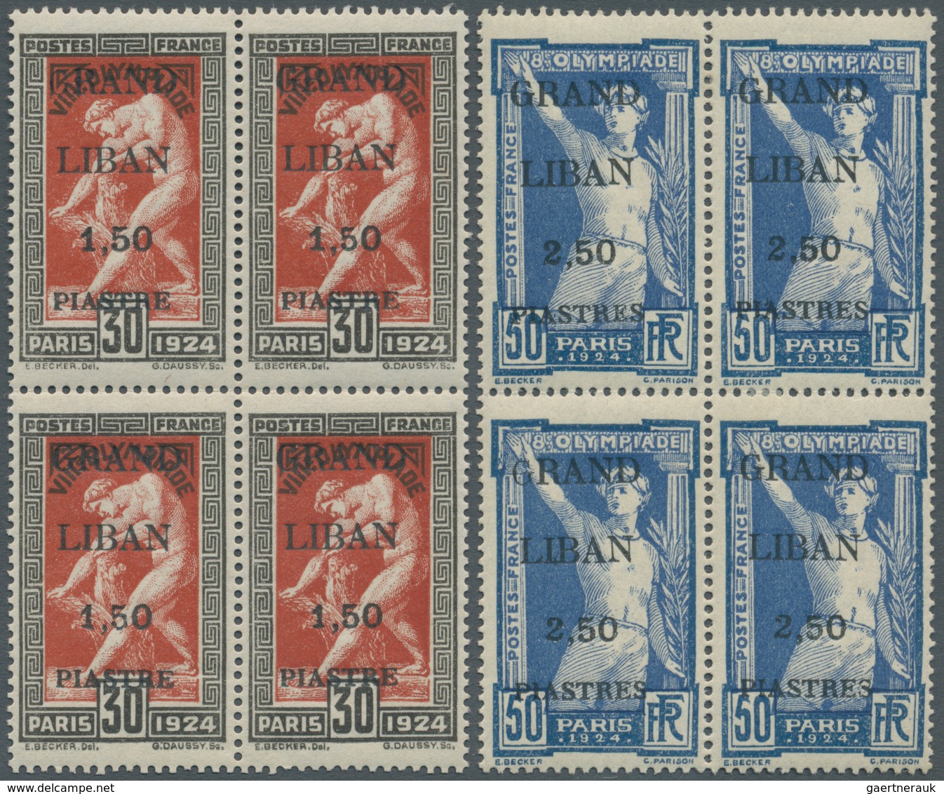 Thematik: Olympische Spiele / Olympic Games: 1924, Libanon, Olympic Games, Complete Set As Blocks Of - Other & Unclassified