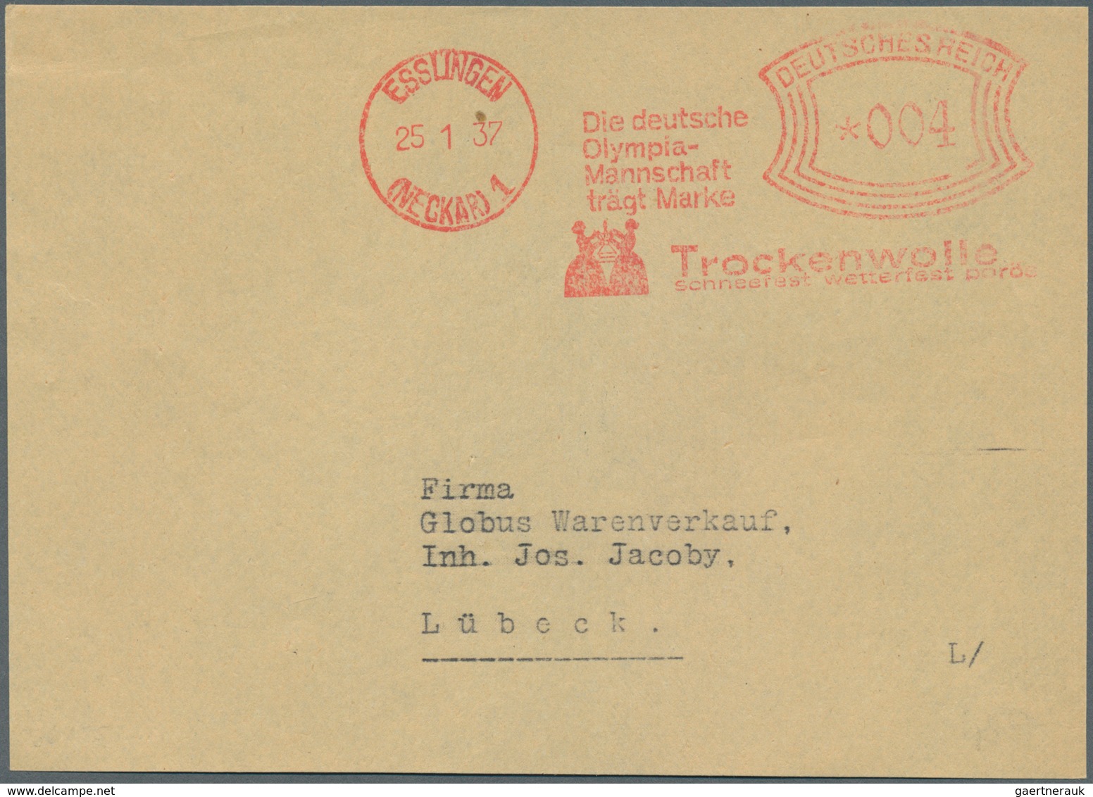 Thematik: Olympische Spiele / Olympic Games: Deutsches Reich Briefvorderseite Mit Selt. Freistempel - Other & Unclassified