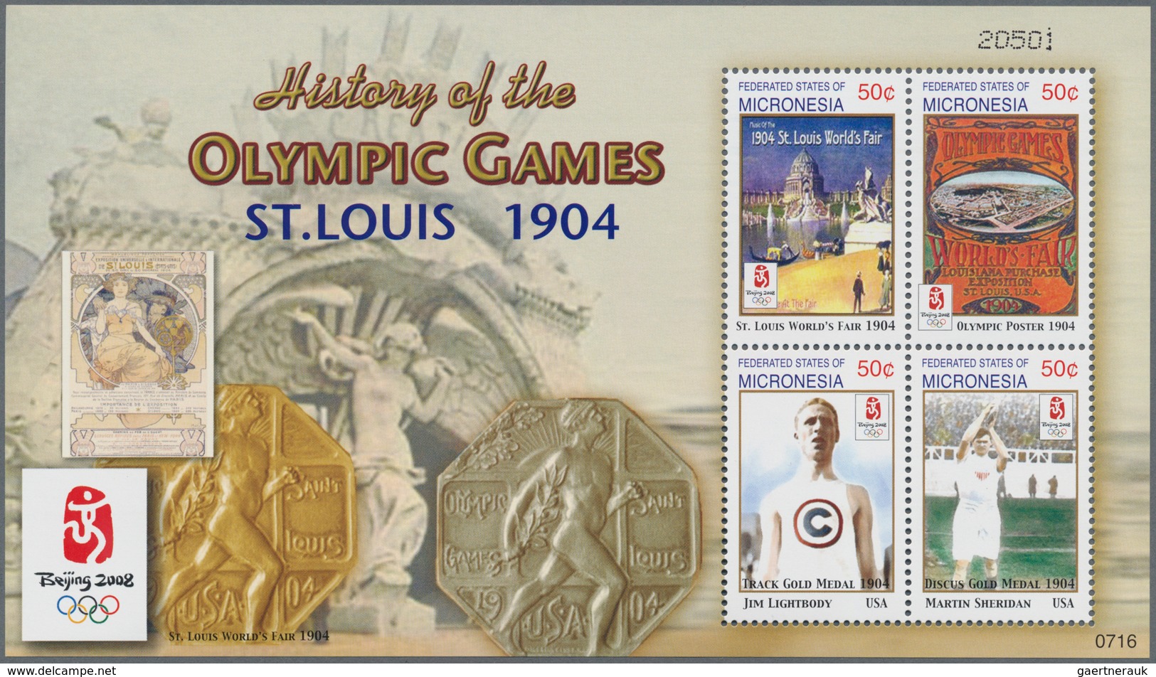 Thematik: Olympische Spiele / Olympic Games: 2008, MICRONESIA: History Of Summer Olympics St. Louis - Andere & Zonder Classificatie