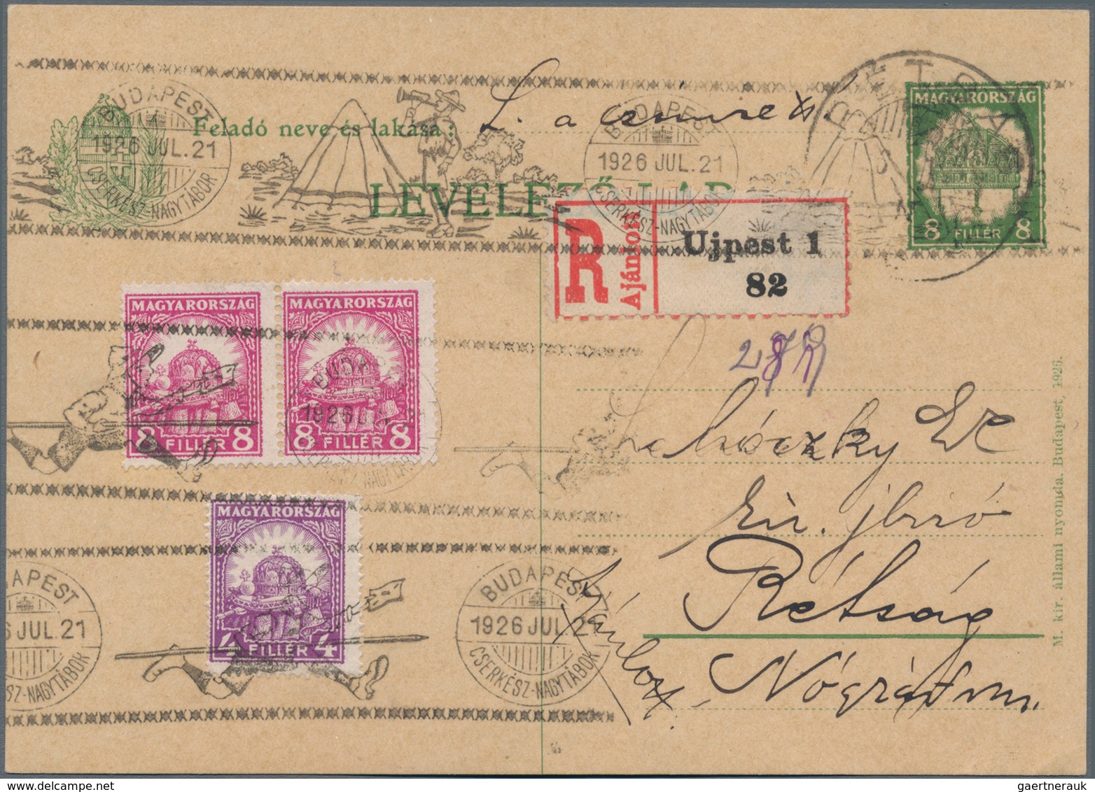 Thematik: Pfadfinder / Boy Scouts: 1926, Hungary. Registered Postcard Ujpest National Scout Camp (21 - Other & Unclassified