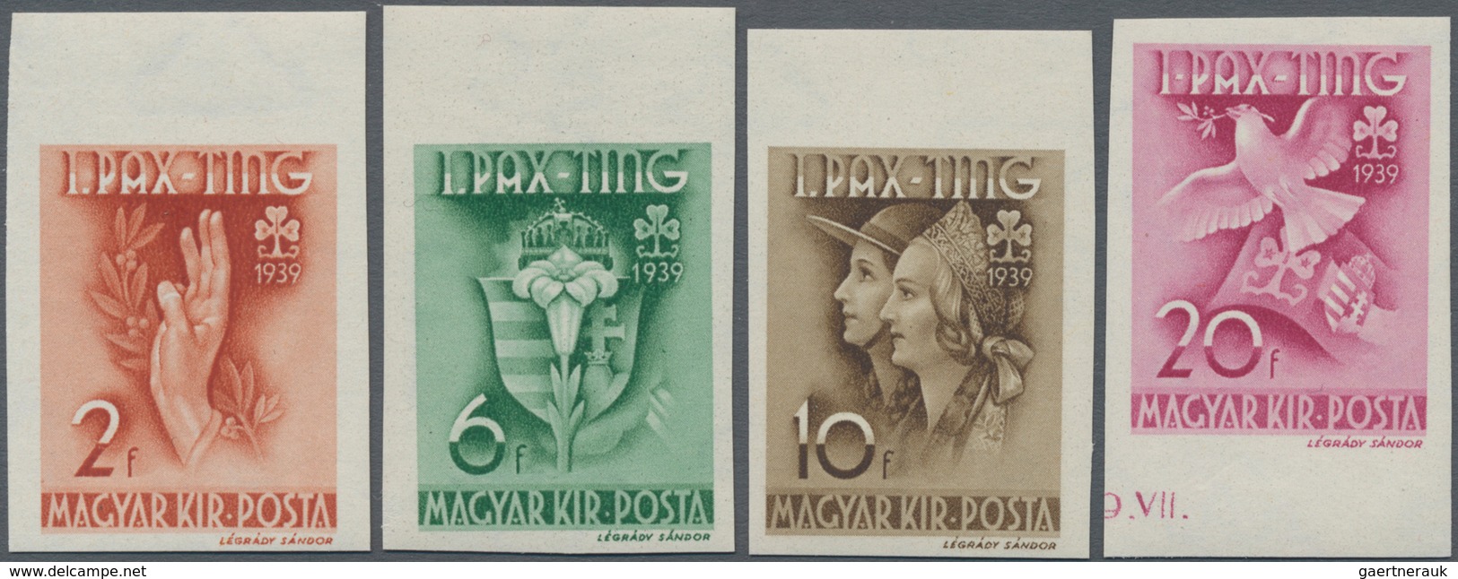 Thematik: Pfadfinder / Boy Scouts: 1939, Hungary. Hungary Girl Guide Pax Ting Scarce Imperforate Set - Andere & Zonder Classificatie