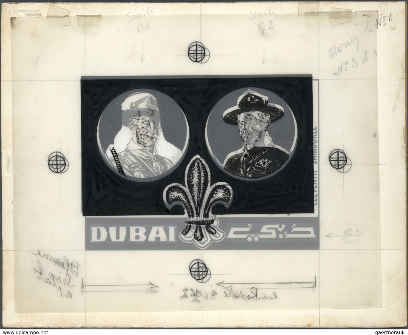 Thematik: Pfadfinder / Boy Scouts: 1964, Dubai. Artist's Layout Drawing For The Issue ELEVENTH JAMBO - Other & Unclassified