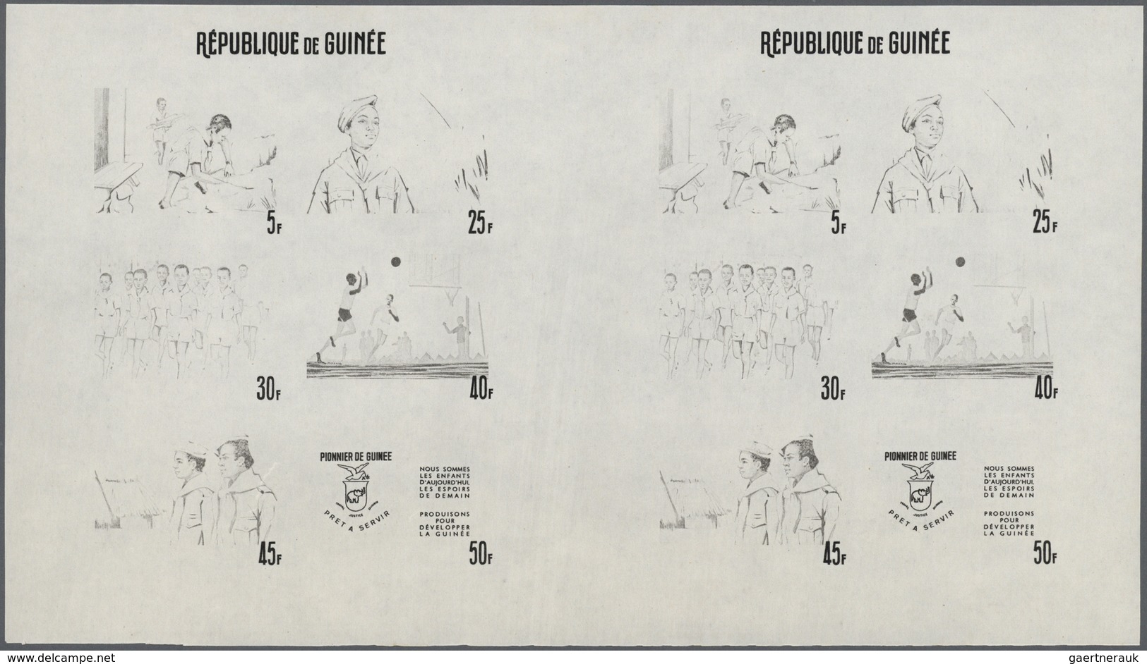 Thematik: Pfadfinder / Boy Scouts: 1969, SCOUTS IN GUINEA - 8 Items; Double Progressive Plate Proofs - Andere & Zonder Classificatie