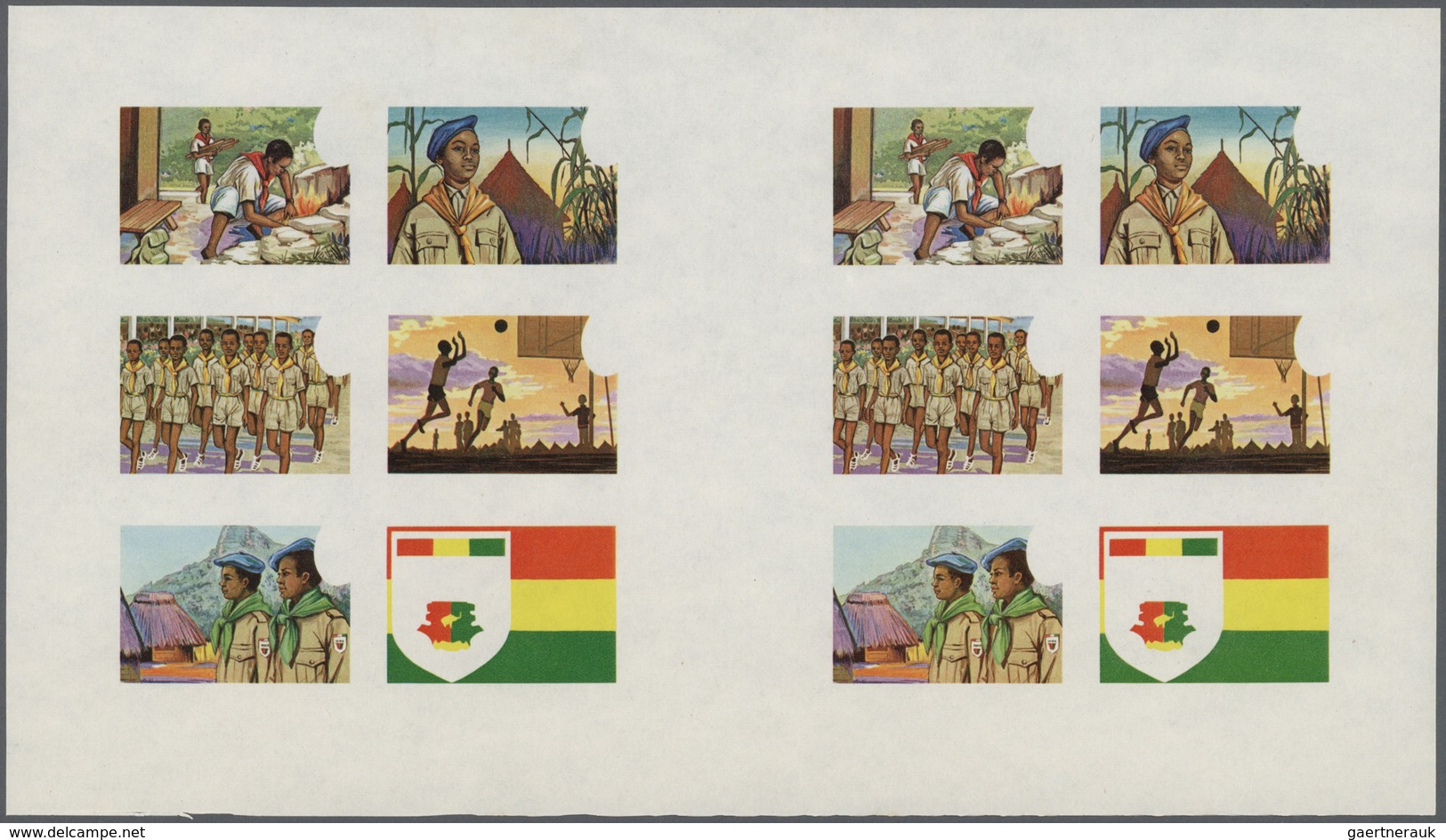 Thematik: Pfadfinder / Boy Scouts: 1969, SCOUTS IN GUINEA - 8 Items; Double Progressive Plate Proofs - Andere & Zonder Classificatie