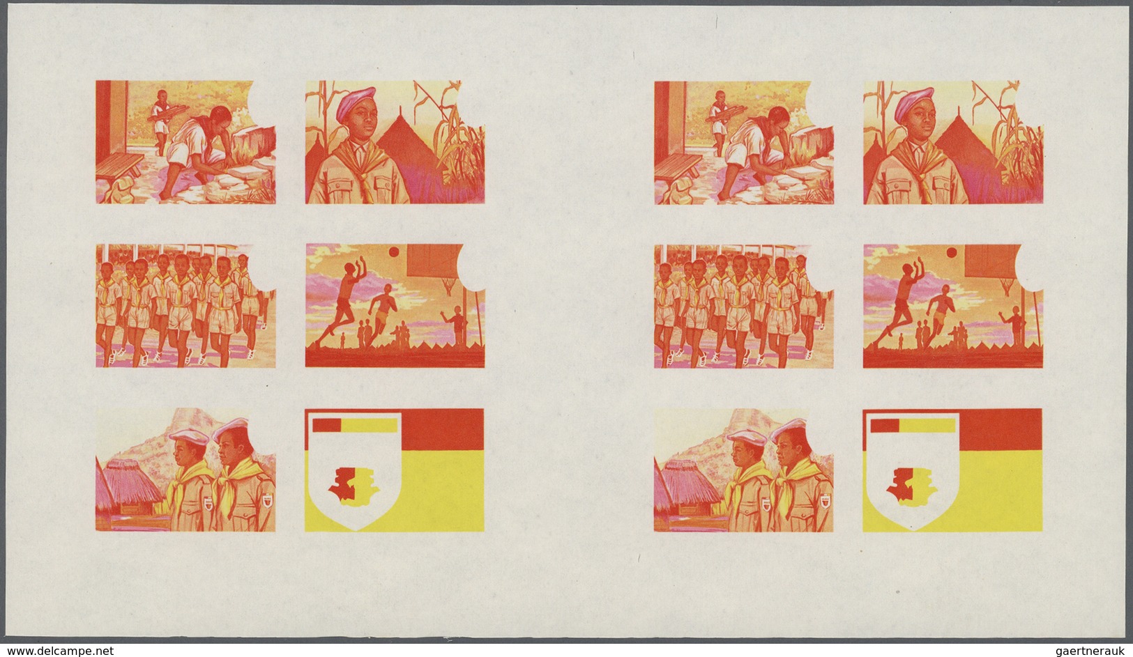 Thematik: Pfadfinder / boy scouts: 1969, SCOUTS IN GUINEA - 8 items; double progressive plate proofs
