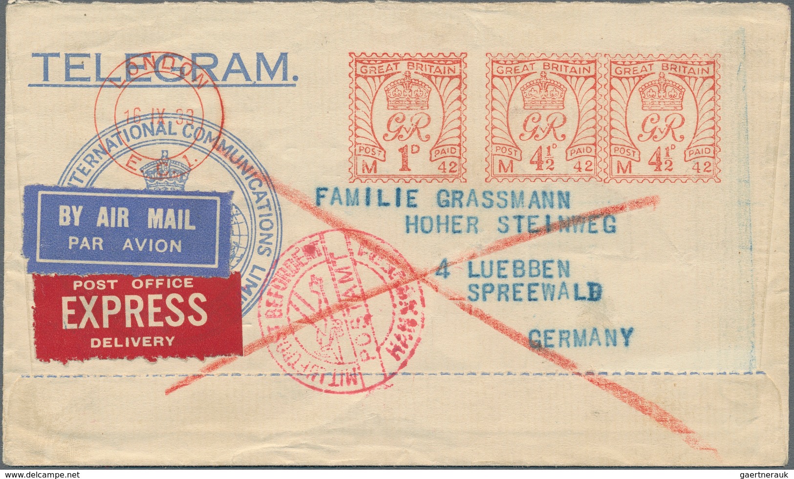 Thematik: Postautomation / Postal Mecanization: 1937/1938, Beautiful Pair Of Telegramm Envelopes One - Post