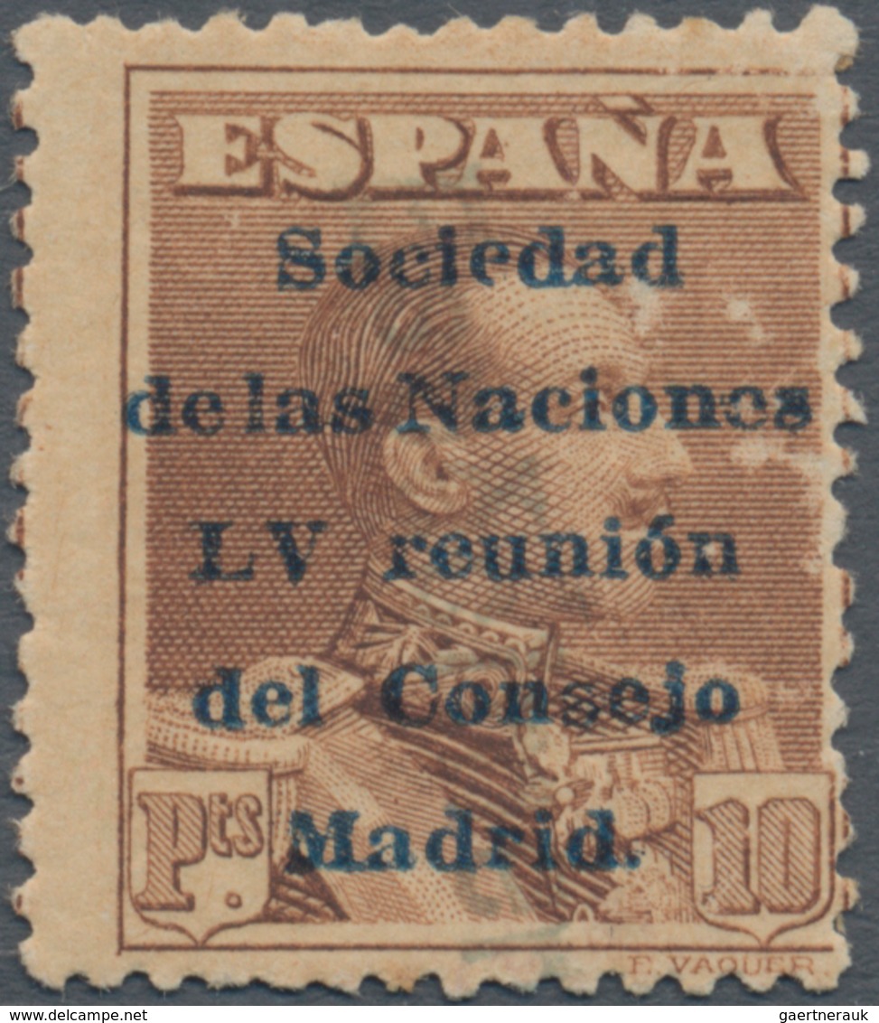 Thematik: Politik / Politics: 1929, Spain. 10 Pesetas, Brown, Overprinted "Sociedad De Las Naciones - Unclassified