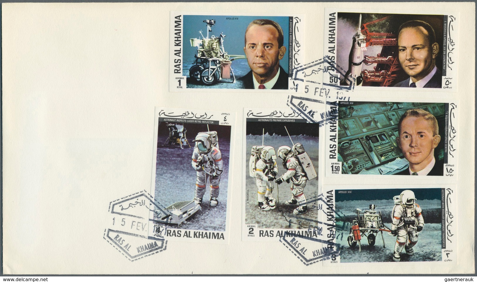 Thematik: Raumfahrt / astronautics: 1971, Ras al Khaima, Apollo 14, complete set perf./imperf., two