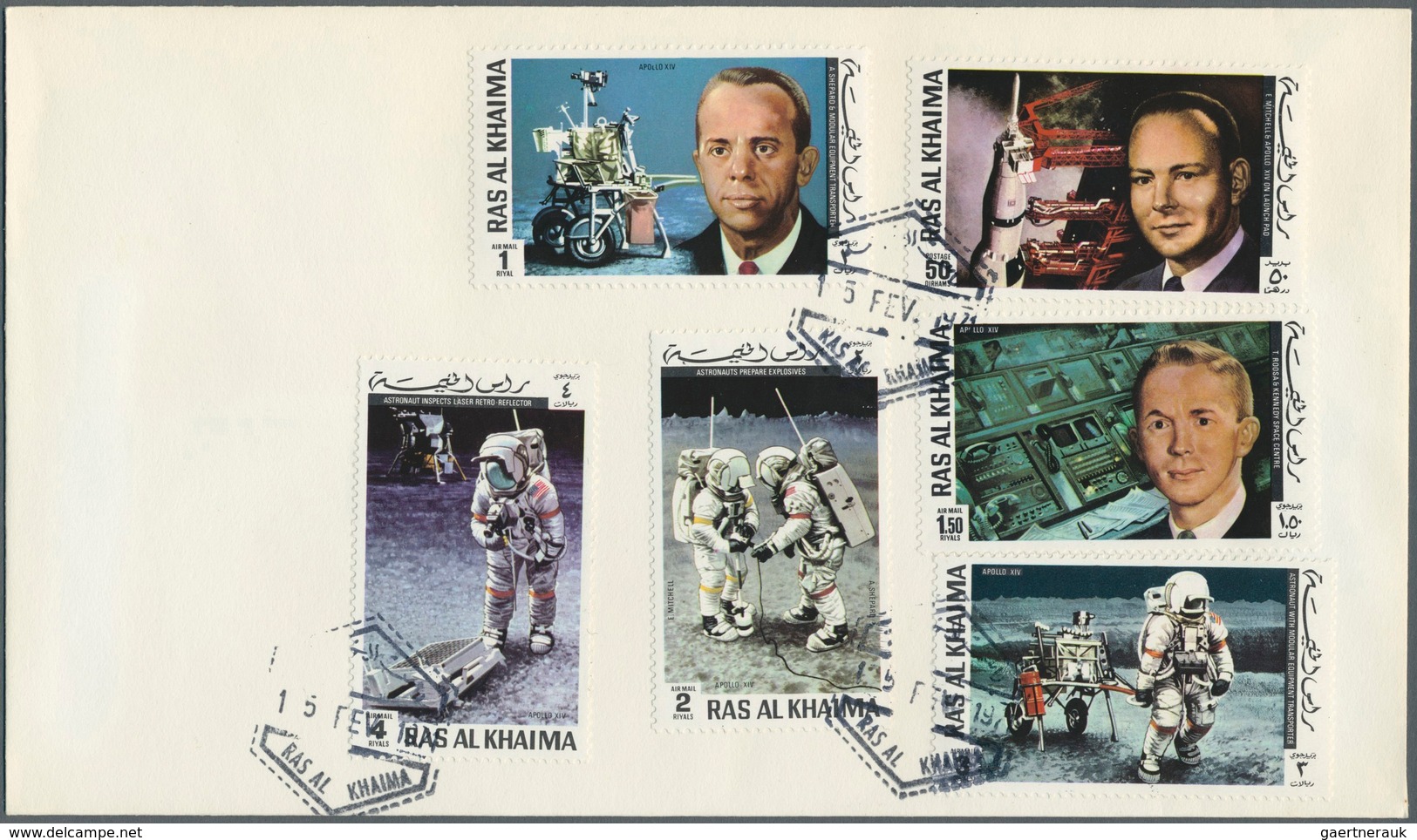 Thematik: Raumfahrt / astronautics: 1971, Ras al Khaima, Apollo 14, complete set perf./imperf., two