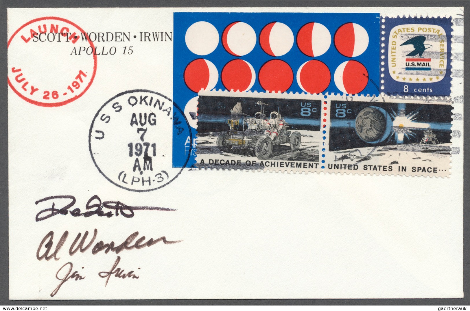 Thematik: Raumfahrt / Astronautics: RAUMFAHRT: USA 1971, MONDBRIEF, Mit Apollo 15 Geflogener Weltrau - Sonstige & Ohne Zuordnung