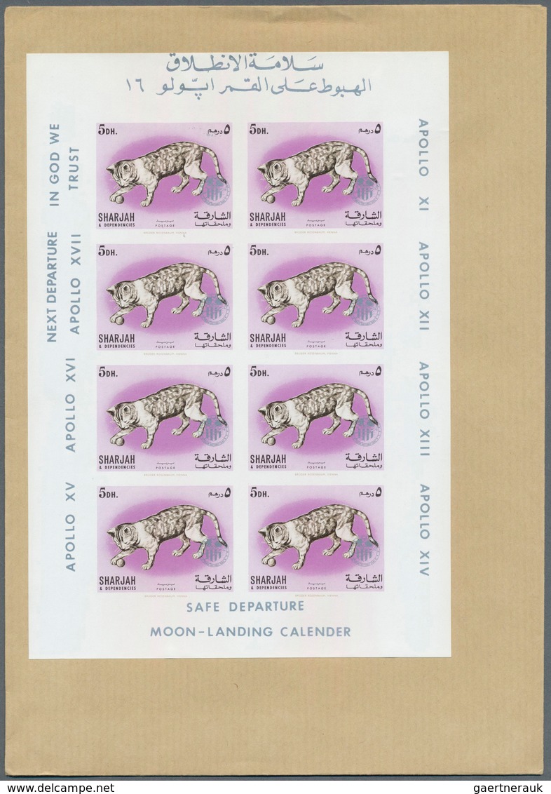 Thematik: Raumfahrt / Astronautics: 1972, Sharjah, Domestic Animals 5dh. To 2r., Seven Imperf. Value - Other & Unclassified