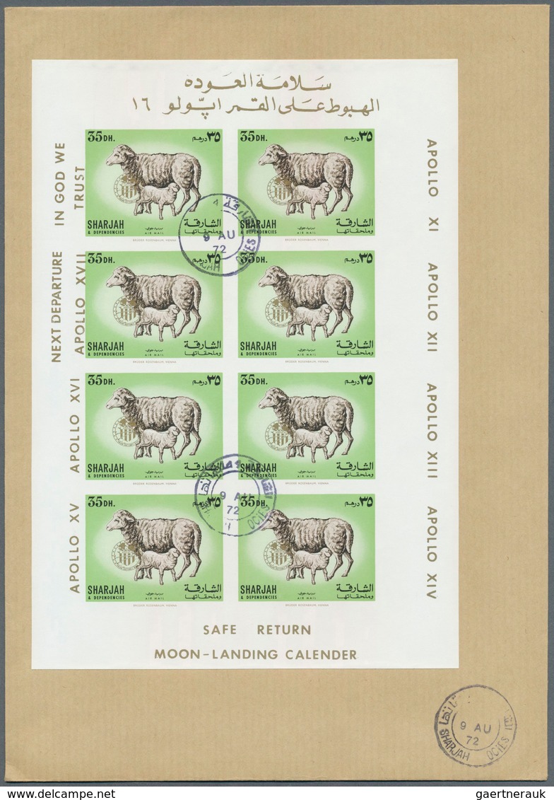 Thematik: Raumfahrt / Astronautics: 1972, Sharjah, Domestic Animals 5dh. To 2r., Seven Imperf. Value - Other & Unclassified