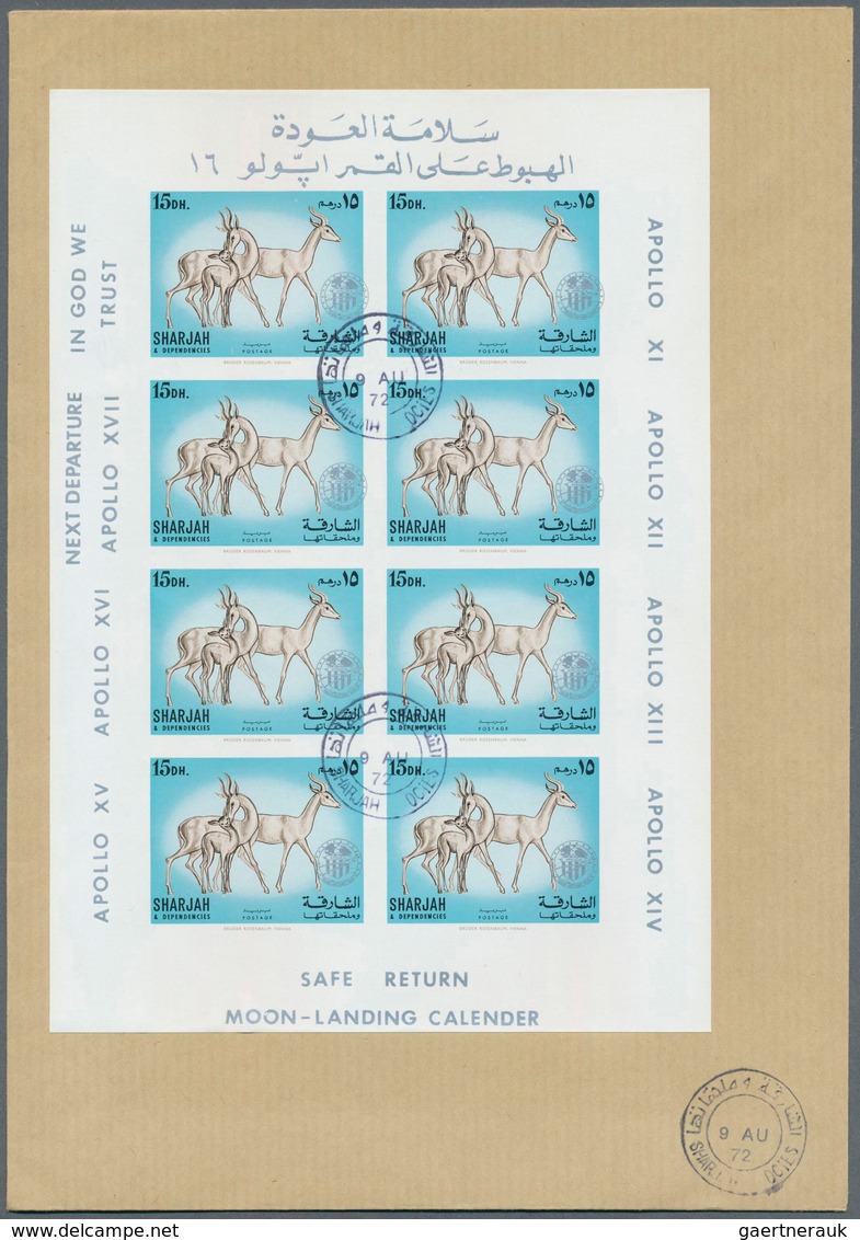 Thematik: Raumfahrt / Astronautics: 1972, Sharjah, Domestic Animals 5dh. To 2r., Seven Imperf. Value - Other & Unclassified