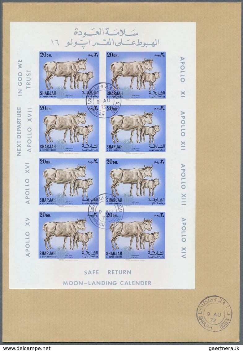 Thematik: Raumfahrt / Astronautics: 1972, Sharjah, Domestic Animals 5dh. To 2r., Seven Imperf. Value - Other & Unclassified