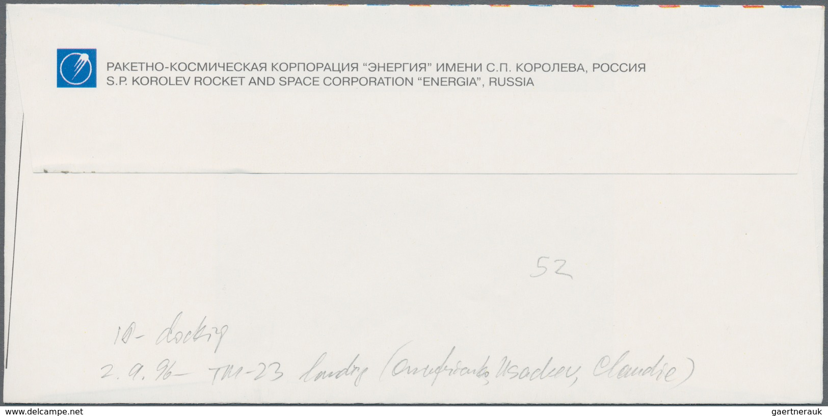 Thematik: Raumfahrt / Astronautics: 1996. Soyuz TM-24. Decorative Envelope "50 Anniverary RKK Energi - Andere & Zonder Classificatie