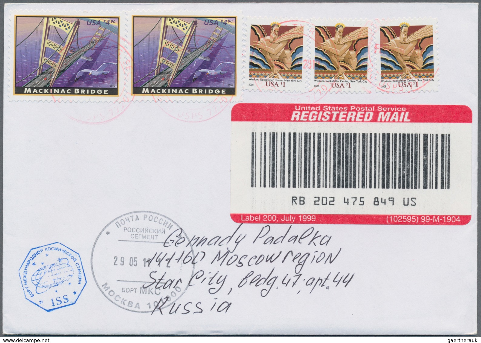 Thematik: Raumfahrt / Astronautics: 2011. STS-134 Direction Earth. US Franked, Registered Cover Samo - Andere & Zonder Classificatie