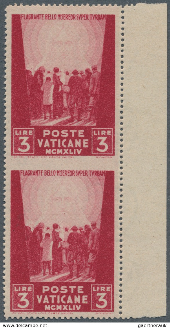 Thematik: Religion / Religion: 1945, Vatikan, 3 L Carmine "war Victims Relief", Vertical Pair From R - Other & Unclassified