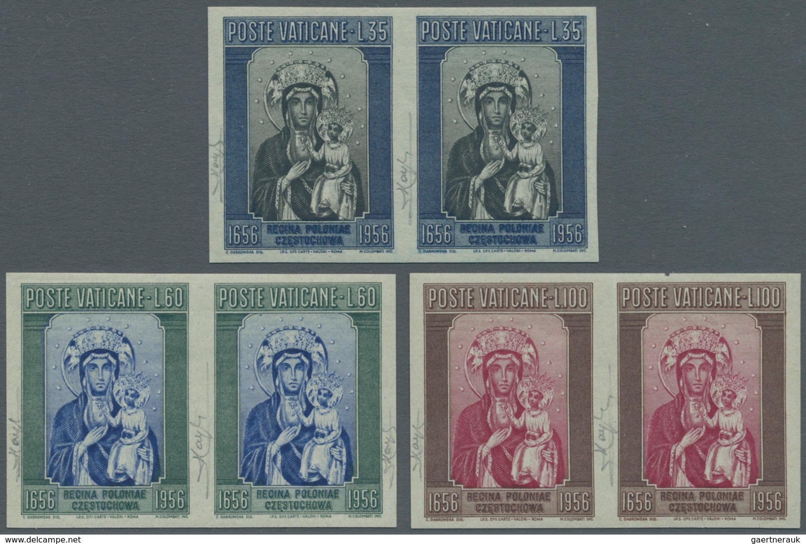 Thematik: Religion / Religion: 1956, Vatikan, 35 L, 60 L And 100 L "madonna Nera", Complete Set Of 3 - Other & Unclassified