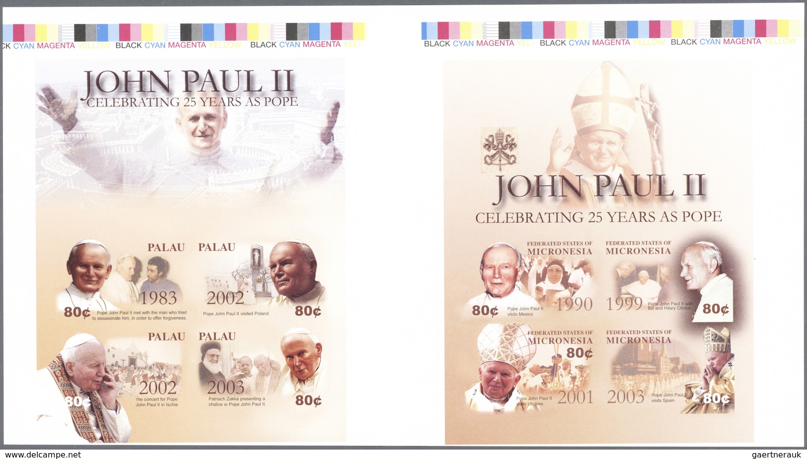 Thematik: Religion / Religion: 2004, MICRONESIA And PALAU: John Paul II Celebrating 25 Years As Pope - Andere & Zonder Classificatie