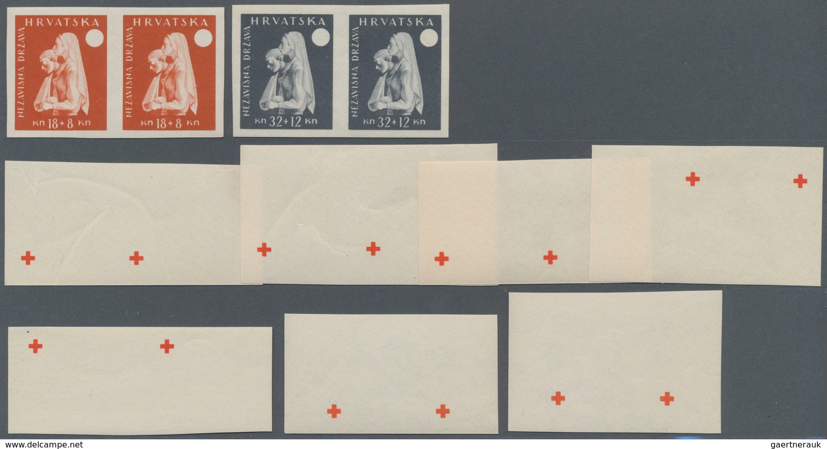 Thematik: Rotes Kreuz / Red Cross: 1943 (3 Oct). Red Cross Fund. Variety: Set Of Ten, IMPERF X L11 1 - Red Cross