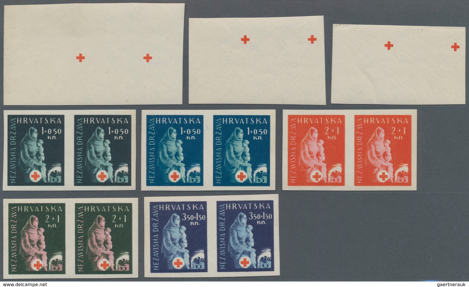 Thematik: Rotes Kreuz / Red Cross: 1943 (3 Oct). Red Cross Fund. Variety: Set Of Ten, IMPERF X L11 1 - Red Cross