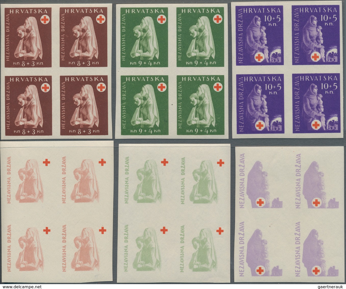 Thematik: Rotes Kreuz / Red Cross: CROATIA: 1943. Red Cross Fund. Two Sets Of Ten In Mint Never Hing - Red Cross