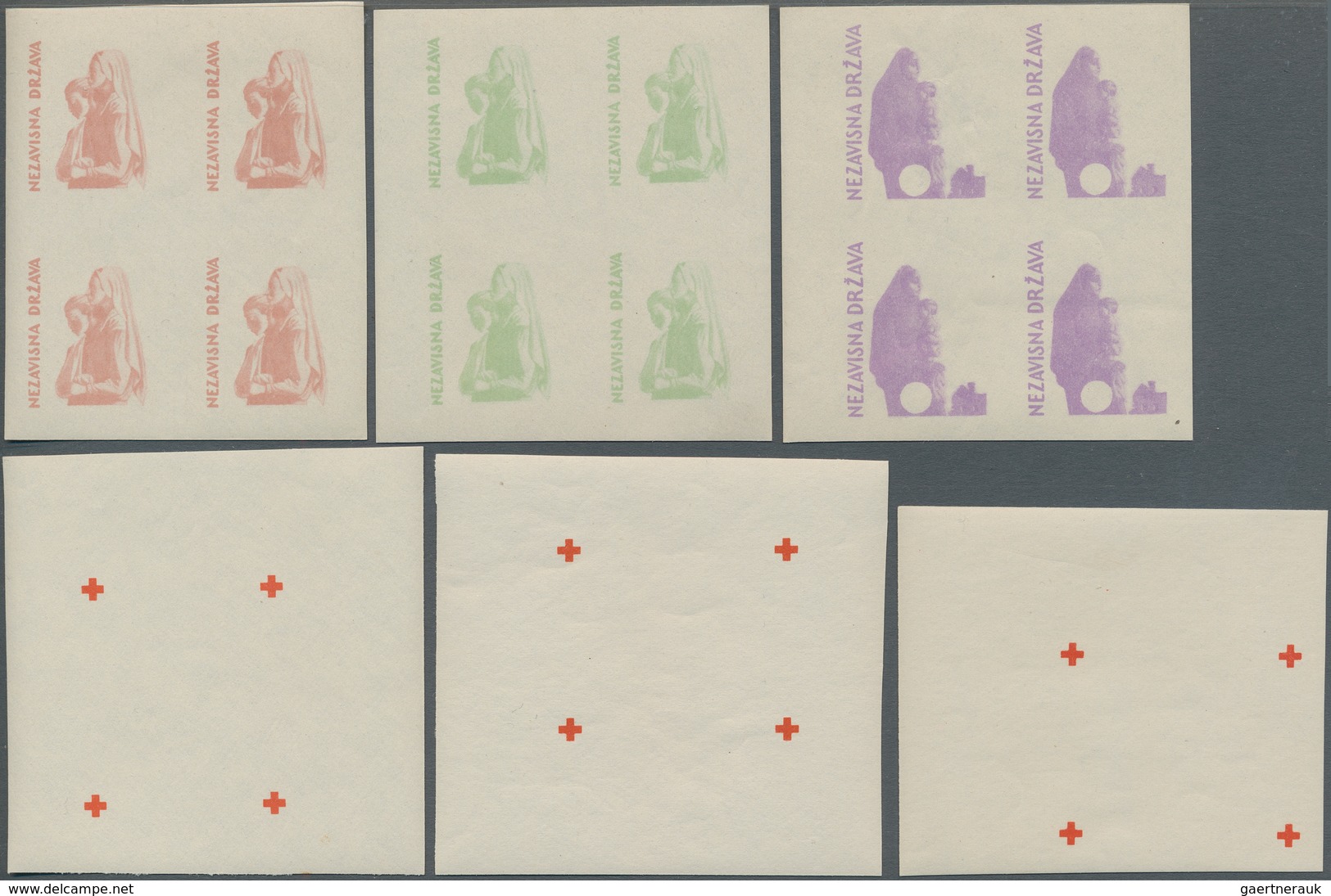 Thematik: Rotes Kreuz / Red Cross: CROATIA 1943. Red Cross Fund. Set Of Ten IMPERFORTATED Mint Never - Rotes Kreuz