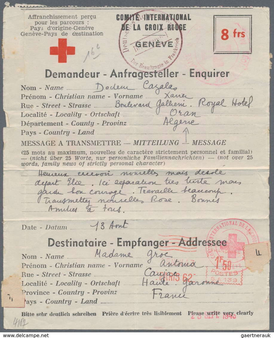 Thematik: Rotes Kreuz / red cross: 1943/1944. Lot of 5 different RED CROSS entire letters 8frs. All