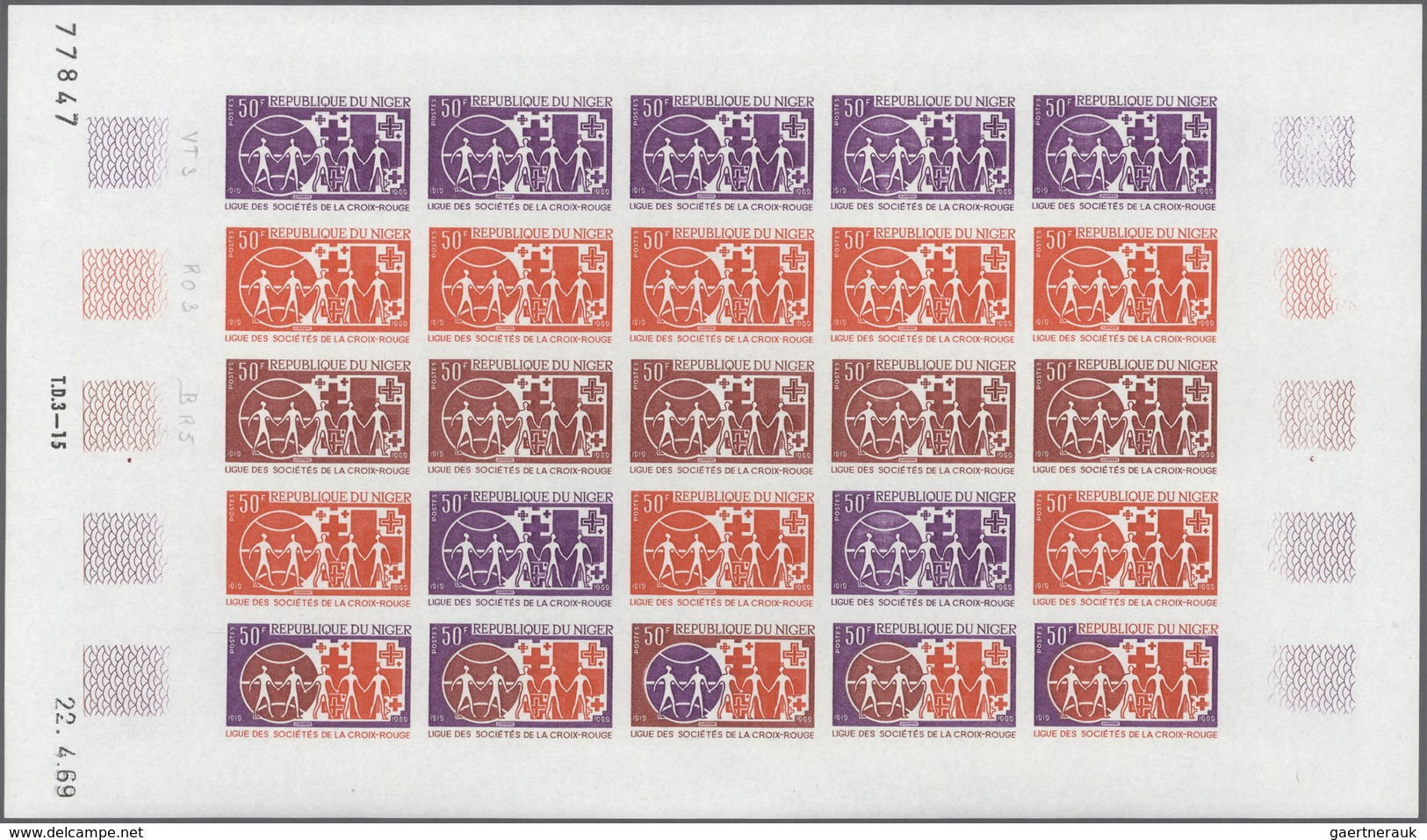 Thematik: Rotes Kreuz / Red Cross: 1969, Niger. Complete Set "50th Anniversary Of The League Of Red - Croce Rossa