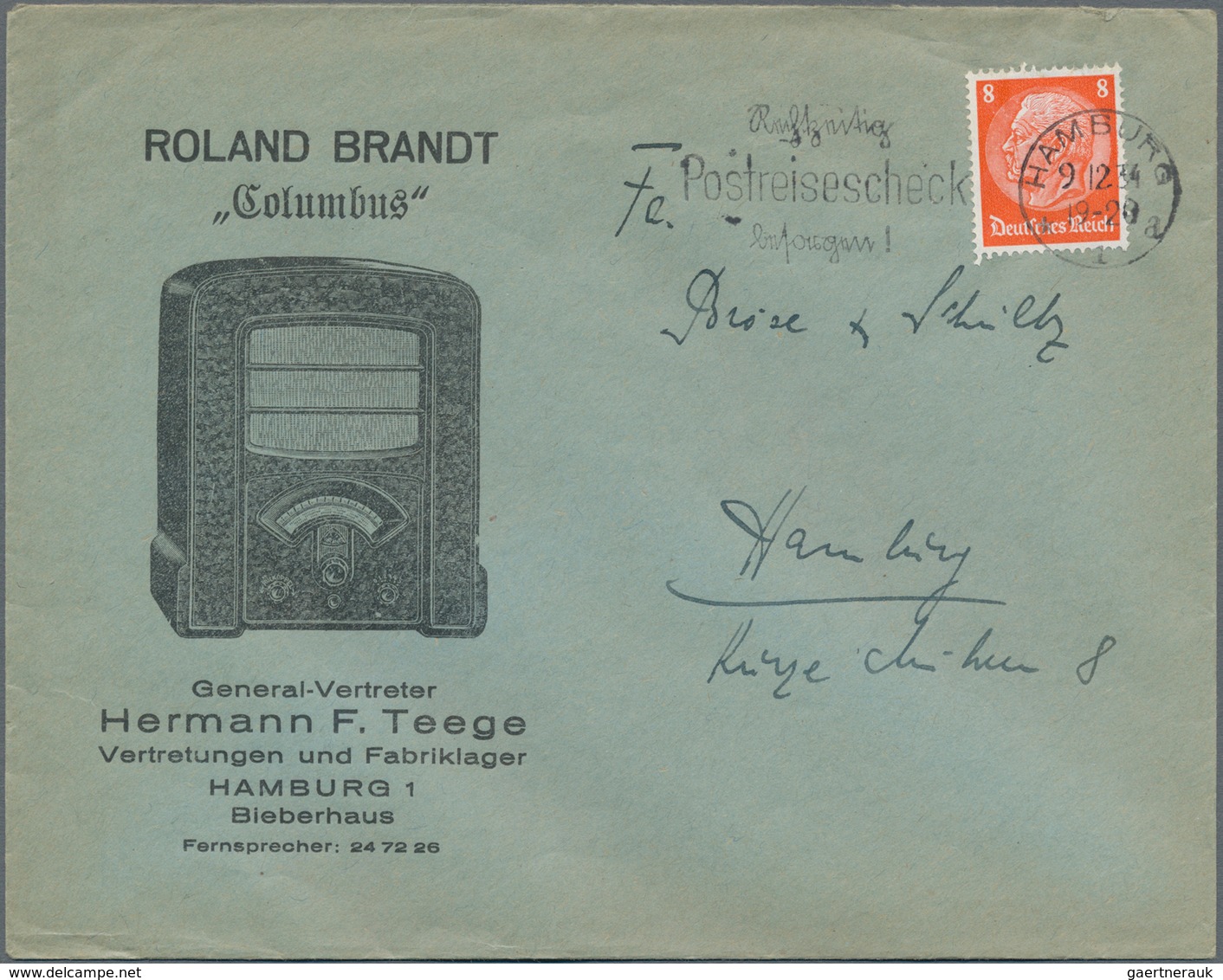 Thematik: Rundfunk-Radio / Broadcasting-radio: 1934/1935, 3 Business Envelopes Advertising Radio Rec - Telecom