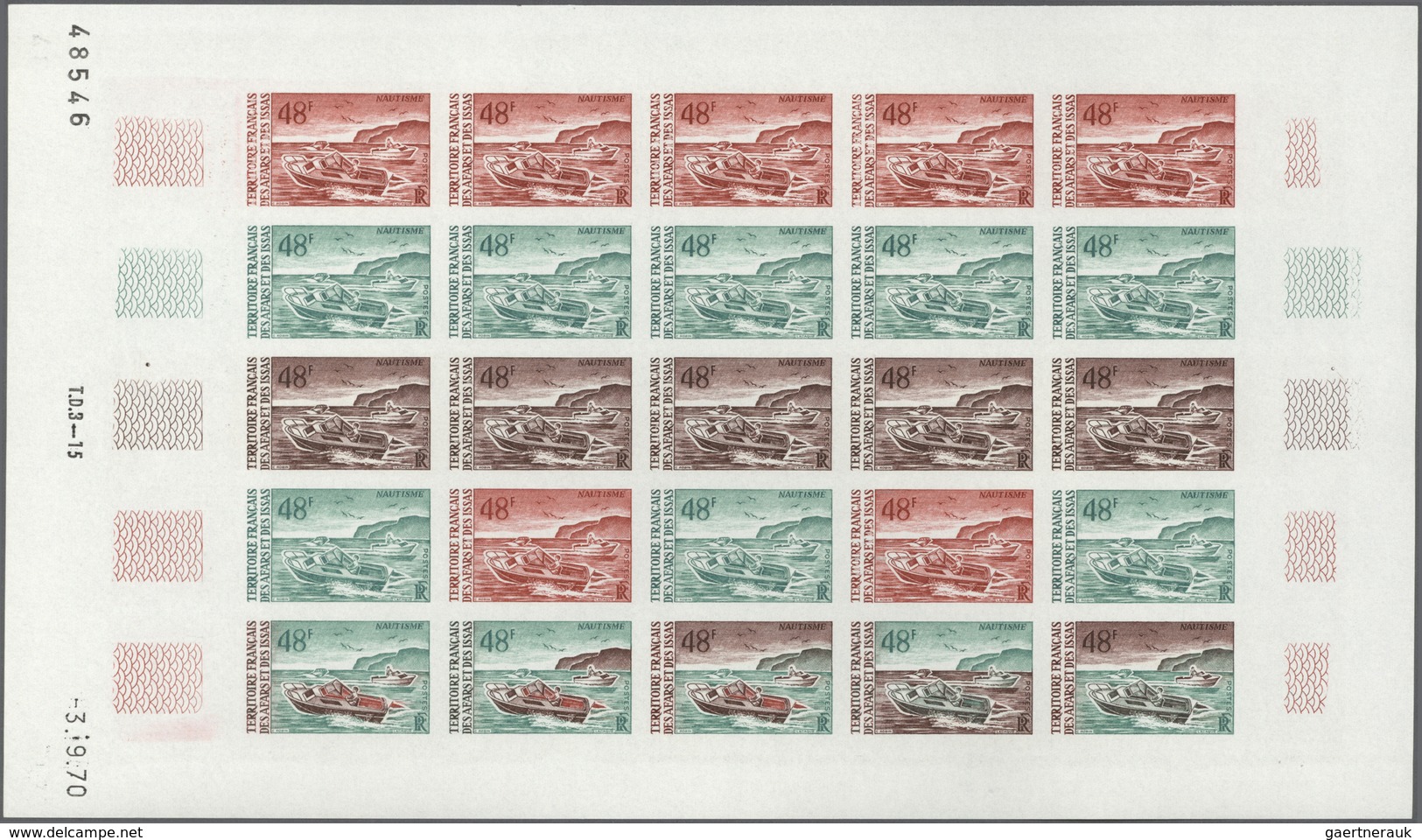 Thematik: Schiffe / Ships: 1970, Afars And Issas. Lot Of 3 Different Color Proof Sheets For The 48fr - Schiffe