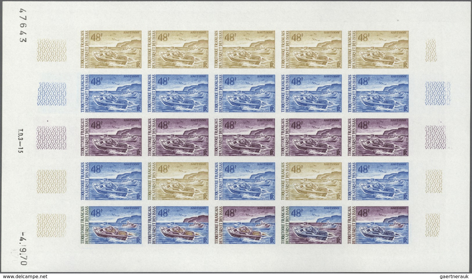 Thematik: Schiffe / Ships: 1970, Afars And Issas. Lot Of 3 Different Color Proof Sheets For The 48fr - Ships