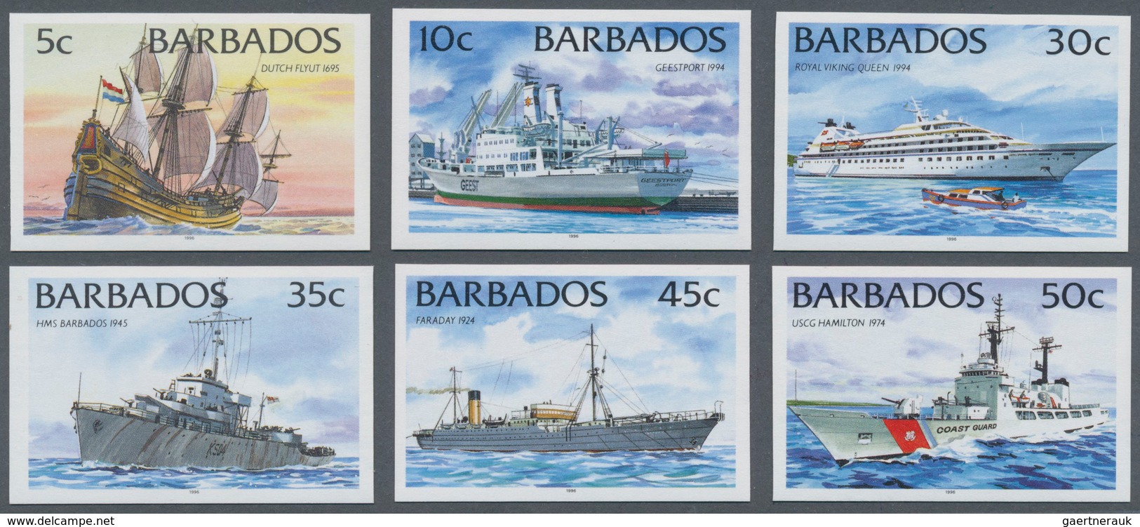 Thematik: Schiffe / Ships: 1996, Barbados. Complete Definitives Set "Ships" (12 Values; With Year 19 - Ships