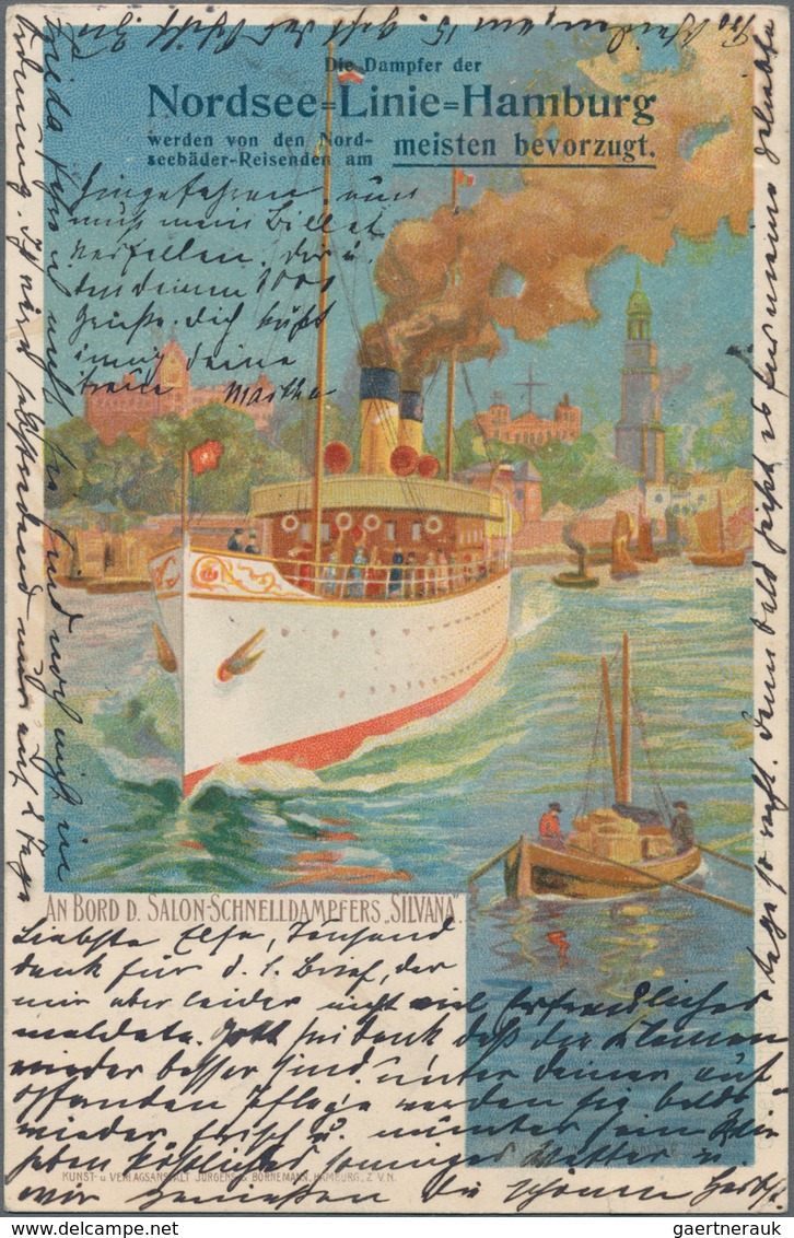 Thematik: Schiffe-Passagierschiffe / Ships-passenger Ships: 1904 STEAMERS: Two Picture Postcards Use - Barcos