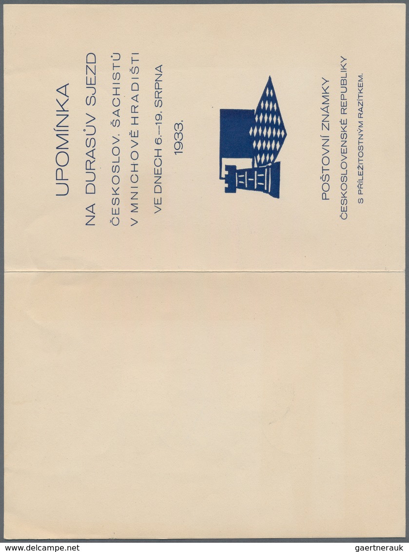 Thematik: Spiele-Schach / Games-chess: 1933, CSR. Memorial Leaflet Of The Meeting Of Czechoslovak Ch - Ajedrez