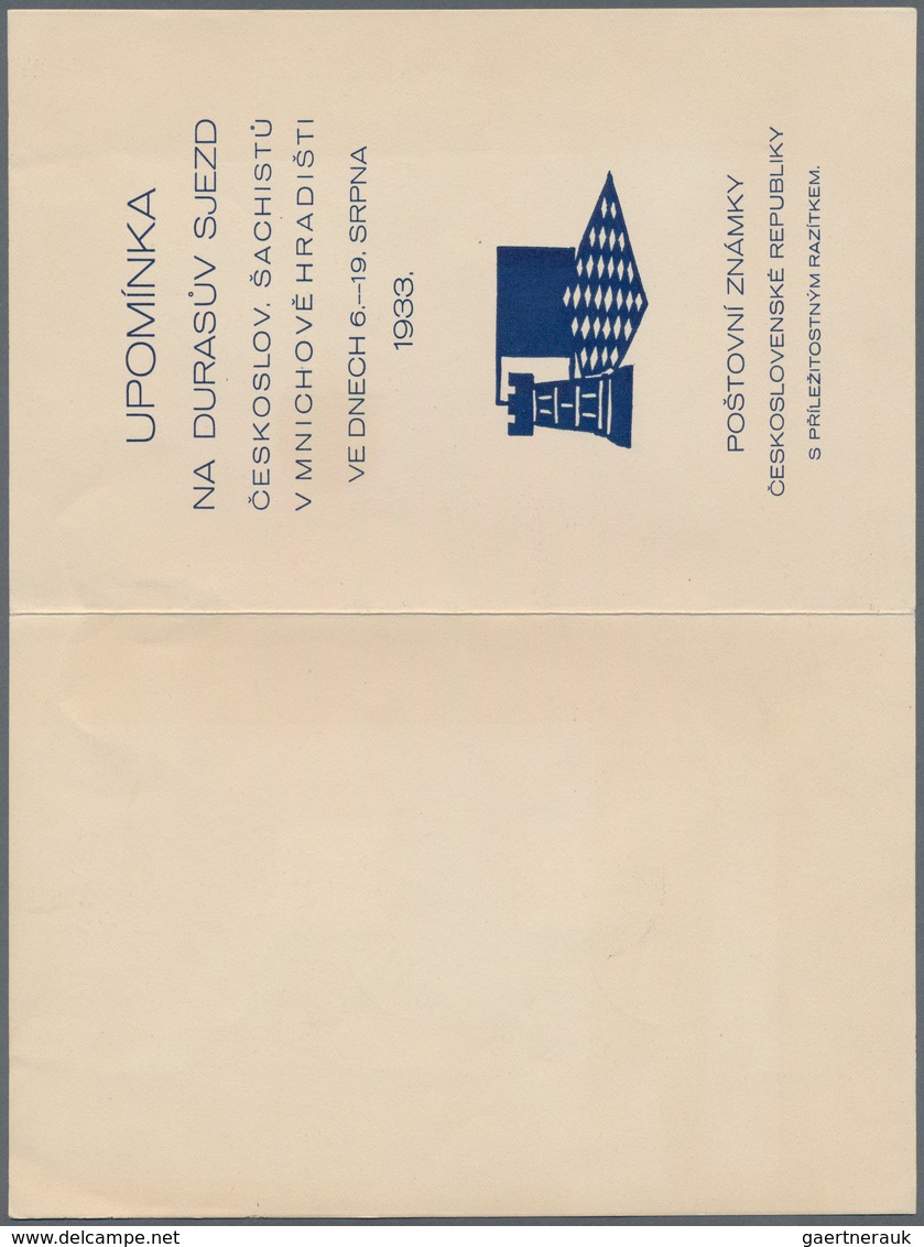 Thematik: Spiele-Schach / Games-chess: 1933, CSR. Memorial Leaflet Of The Meeting Of Czechoslovak Ch - Schaken