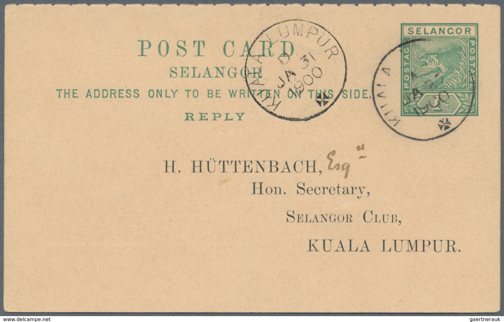 Thematik: Sport / Sport: CRICKET: 1900, Postal Stationery Reply Card From KUALALUMPUR/Selangor Used - Andere & Zonder Classificatie