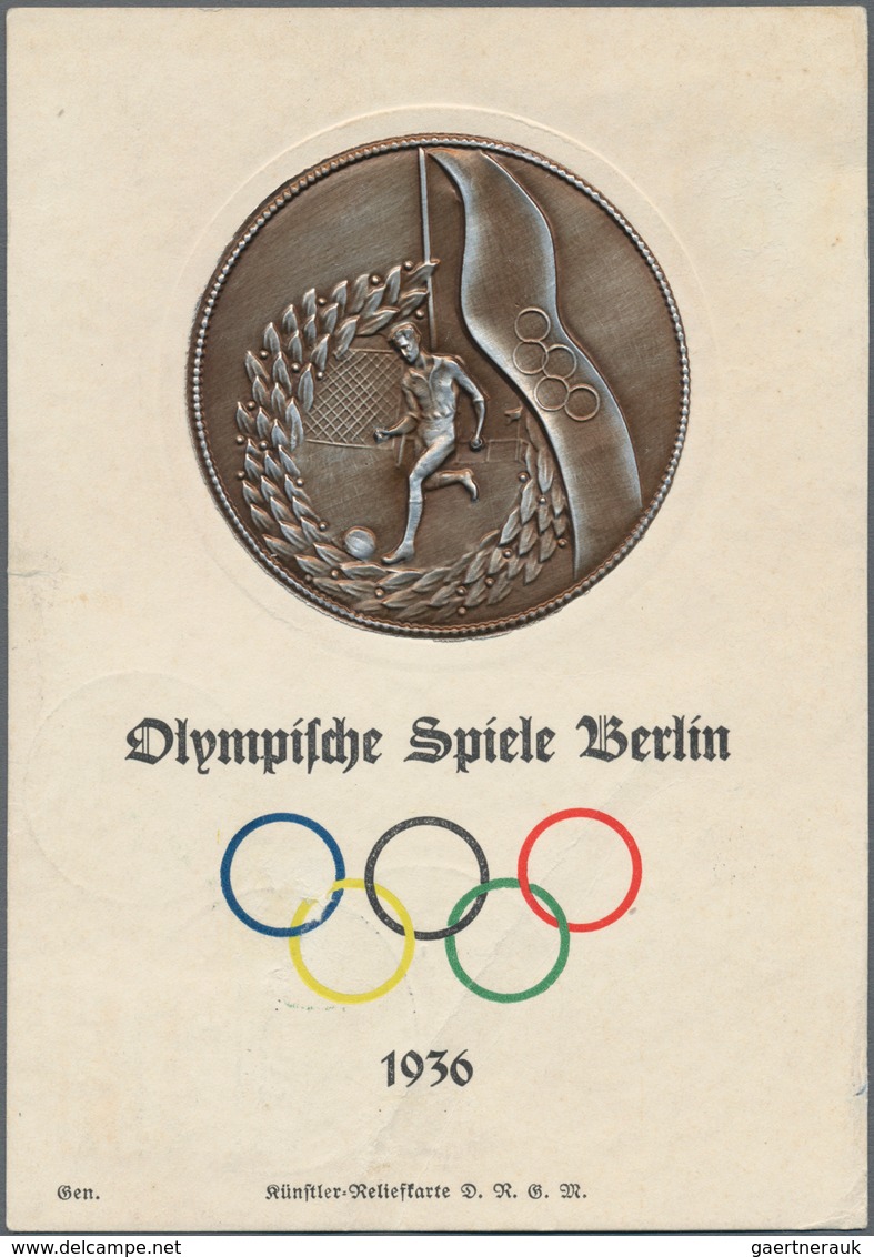 Thematik: Sport-Fußball / Sport-soccer, Football: 1936, German Reich. Olympia Relief Card With Pictu - Other & Unclassified
