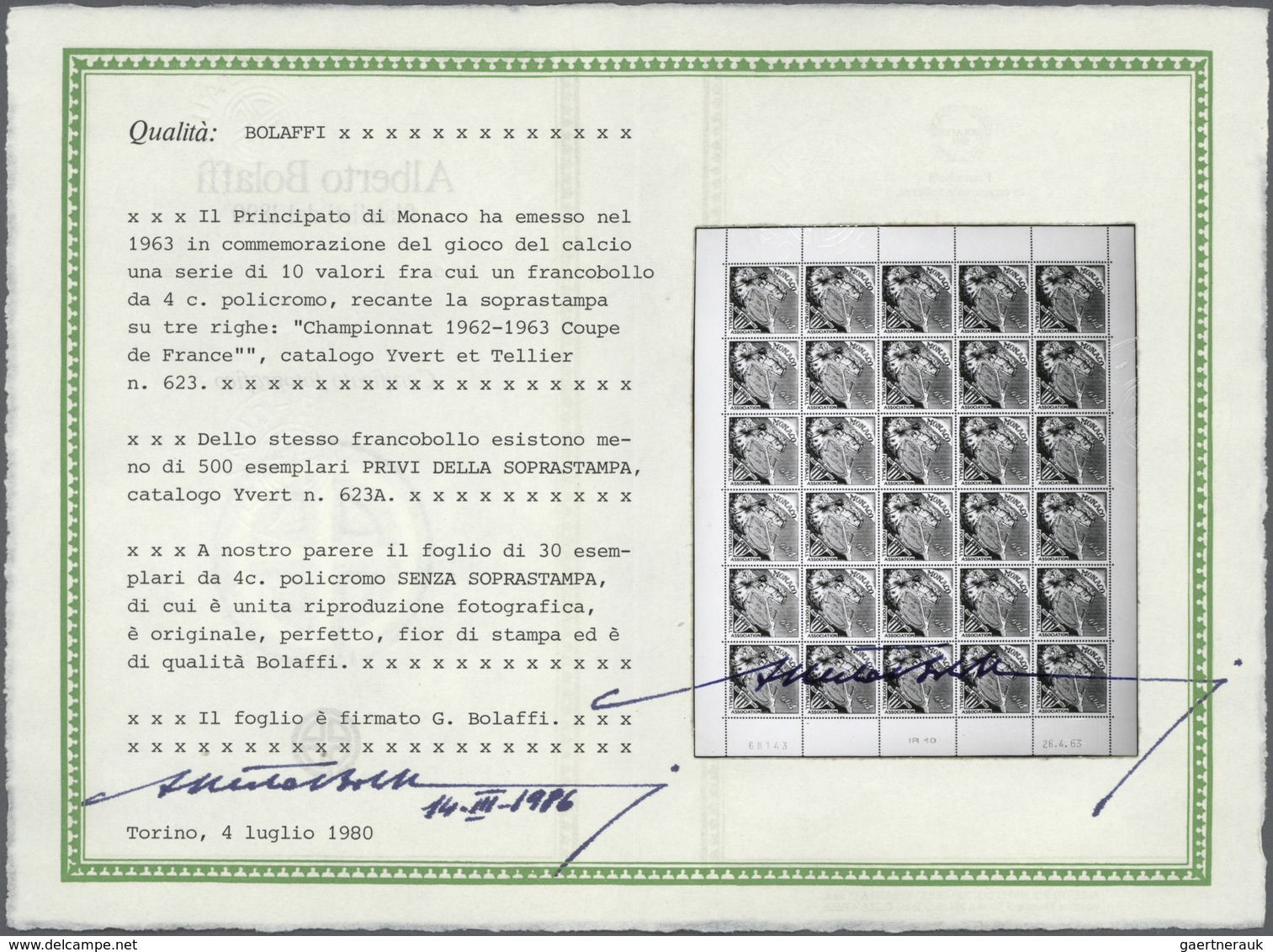 Thematik: Sport-Fußball / Sport-soccer, Football: 1963, Monaco, French Champion "AS Monaco", 0.04fr. - Other & Unclassified