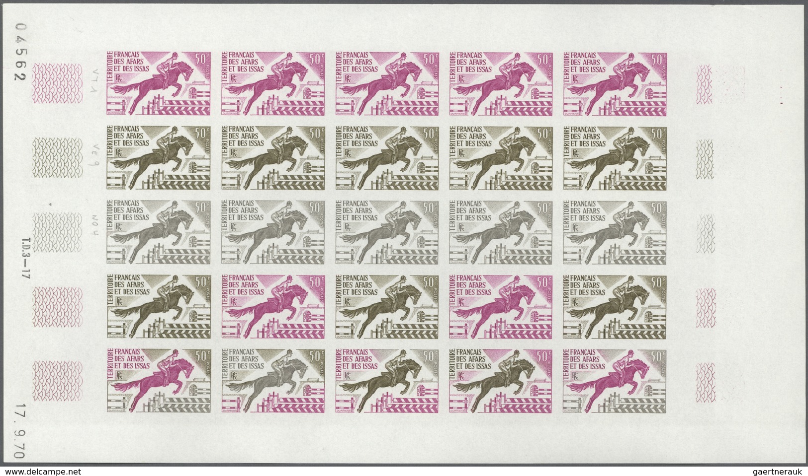 Thematik: Sport-Pferdesport / Sport Equestrian Sports: 1970, Afars And Issas. Lot Of 2 Different Col - Paardensport