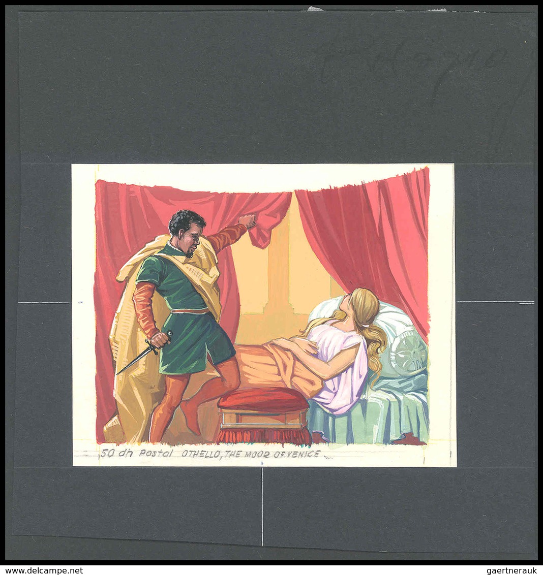 Thematik: Theater / Theater: 1969, Fujeira, SHAKESPEARE, Final Drawing Of Nomination 50Dh. "Othello, - Theater